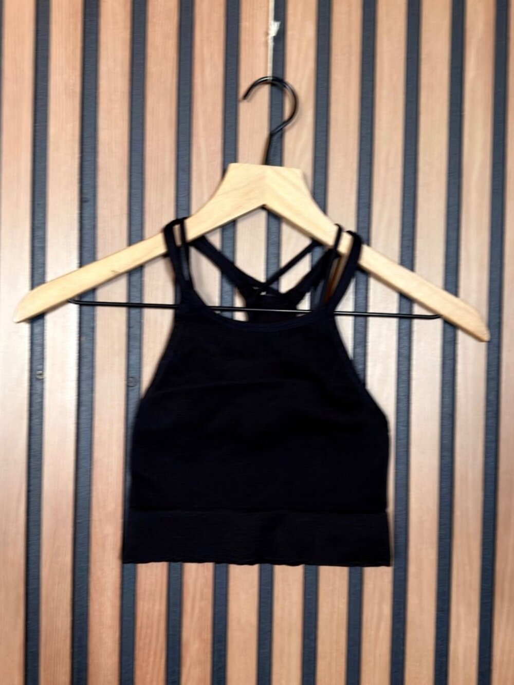 Free People Tank Top M / L Black Ribbed Muscle Workout Racer Back Movemeent